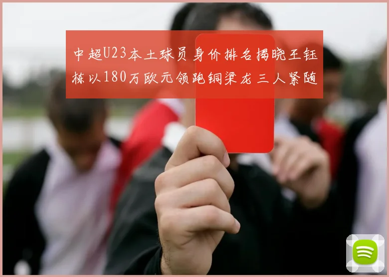 中超U23本土球员身价排名揭晓王钰栋以180万欧元领跑铜梁龙三人紧随其后
